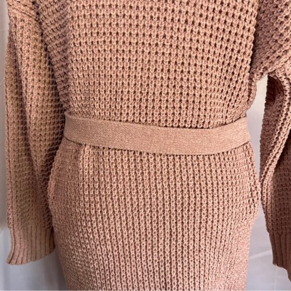 Jason Wu Long Shawl Collar Chenille Cardigan Sweater with Tie Pink‎ Blush Small - Picture 9 of 9
